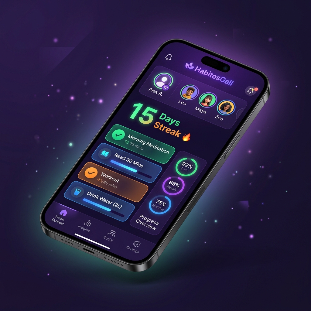 HabitosGali Mobile UI Mockup